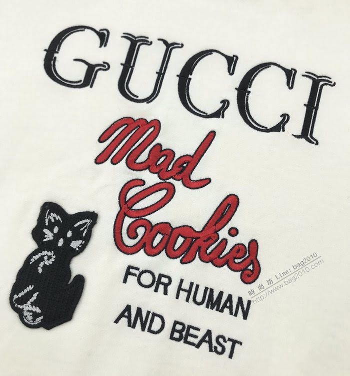 Gucci男裝 古奇2020最新爆款MadCookies系列 貓咪logo刺繡重工刺繡連帽衛衣  ydi3432